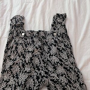 Black and White Floral Print woman  pants
